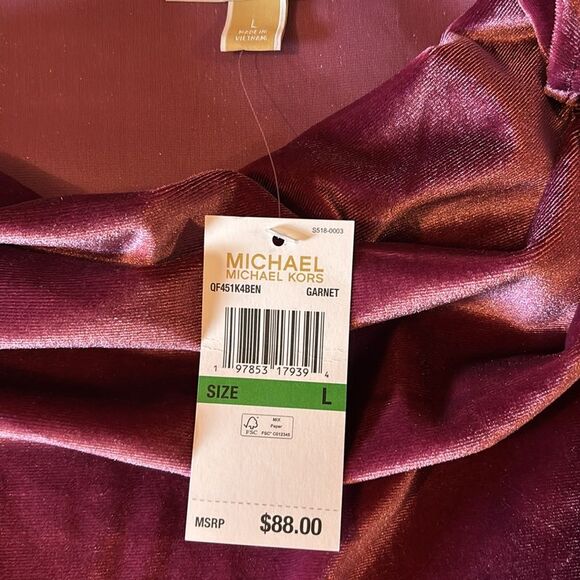 NWT Michael Kors lilac velour tank top with draped cowl front. Sz large. - Picture 5 of 11